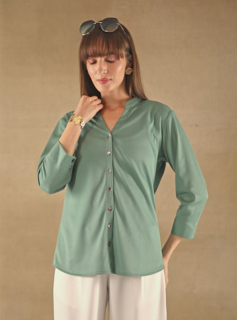 Mint Self Stripe Shirt