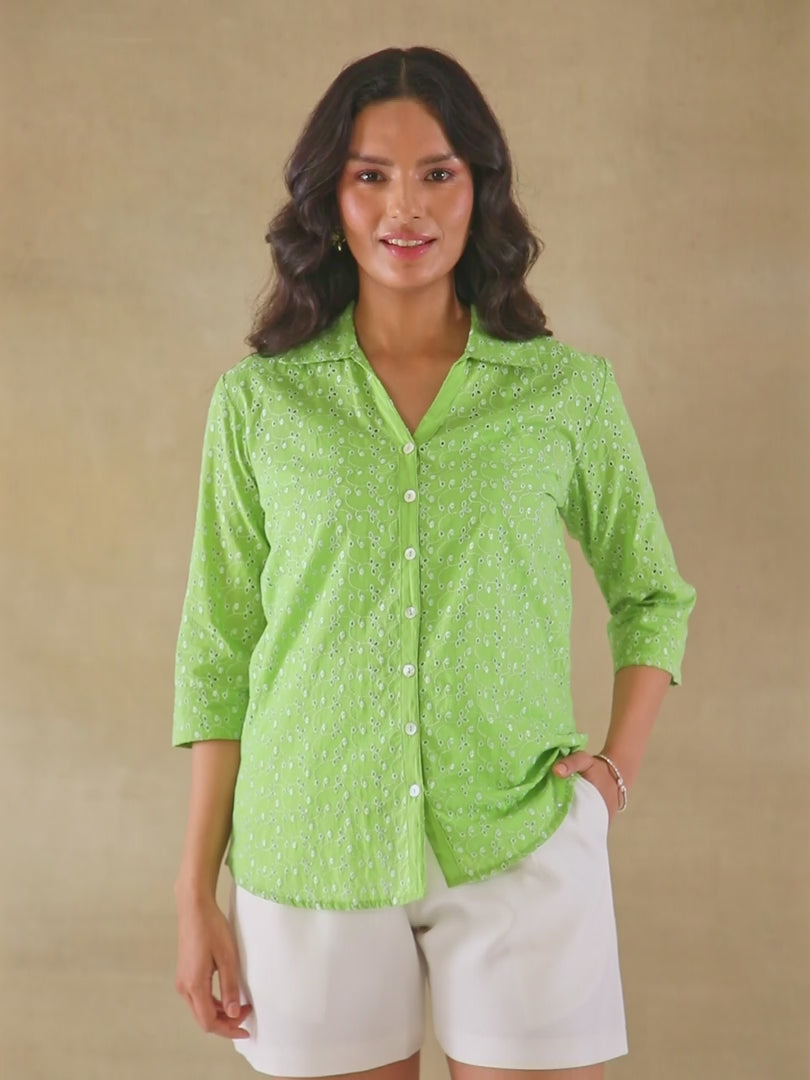 Apple Green Schiffli Shirt
