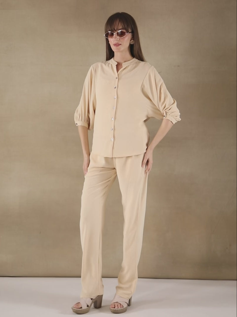 Drop Armhole Beige Co-ord Set