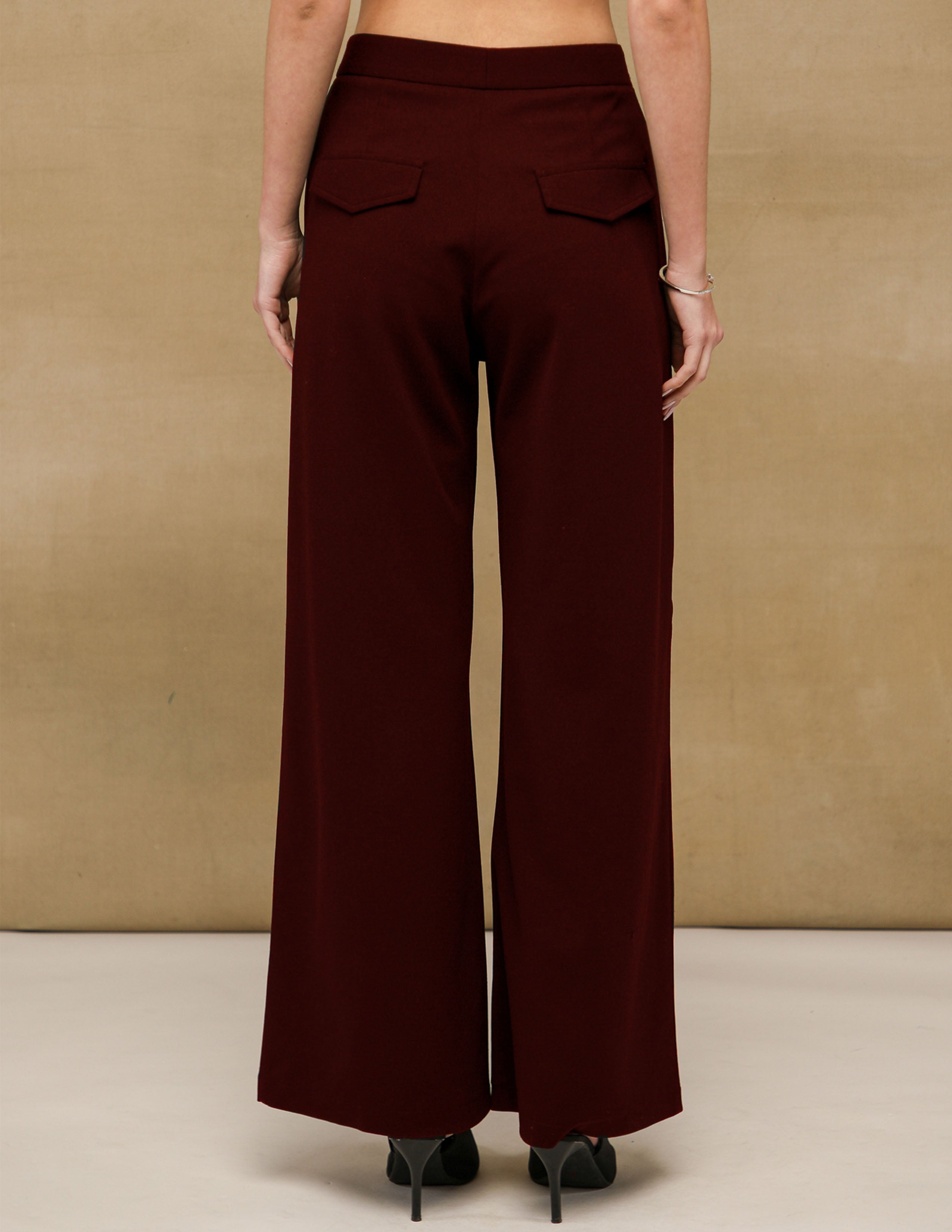 Maroon Wide Leg Trousers